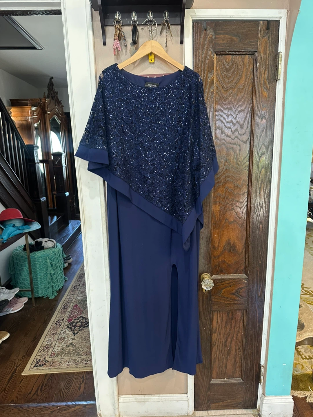 R&M Richards Navy Sequin Dress Size 14W