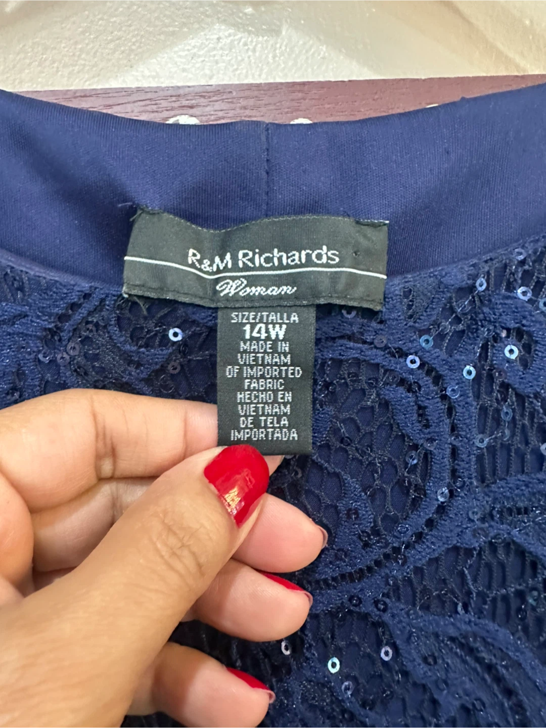 R&M Richards Navy Sequin Dress Size 14W - photo 4