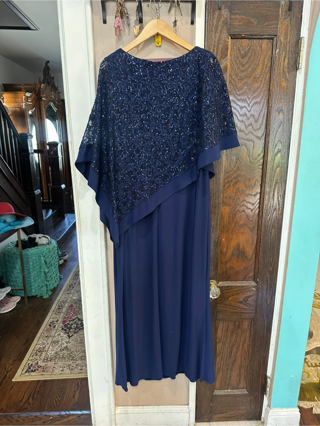 R&M Richards Navy Sequin Dress Size 14W - photo 5