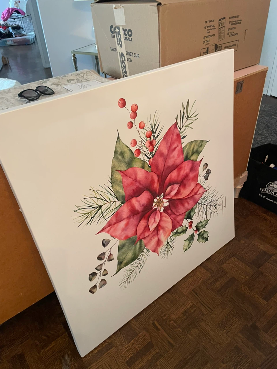 Poinsettia Holiday Canvas Wall Art
