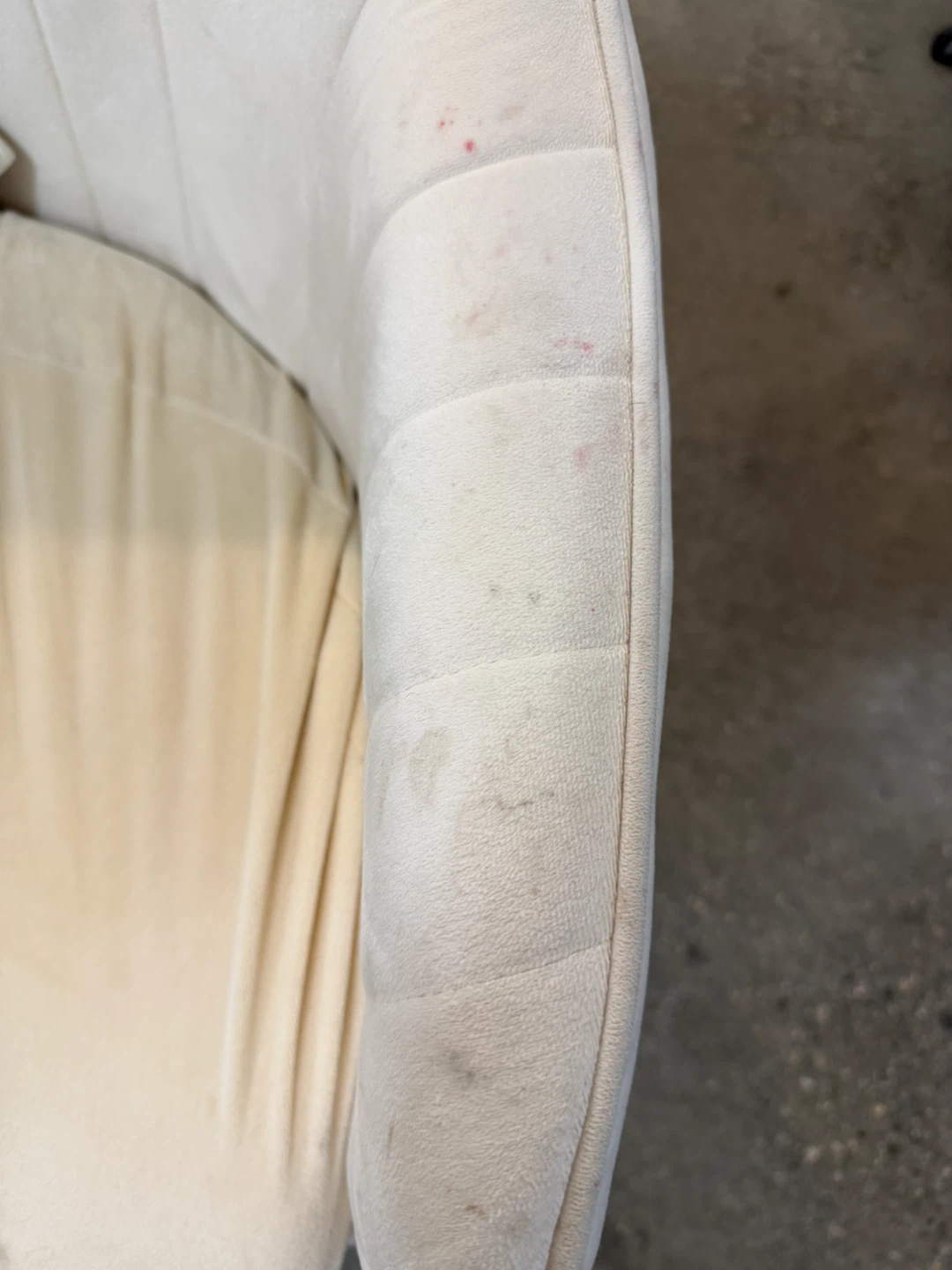 2 Cream Velvet Rolling Desk Chair - photo 3