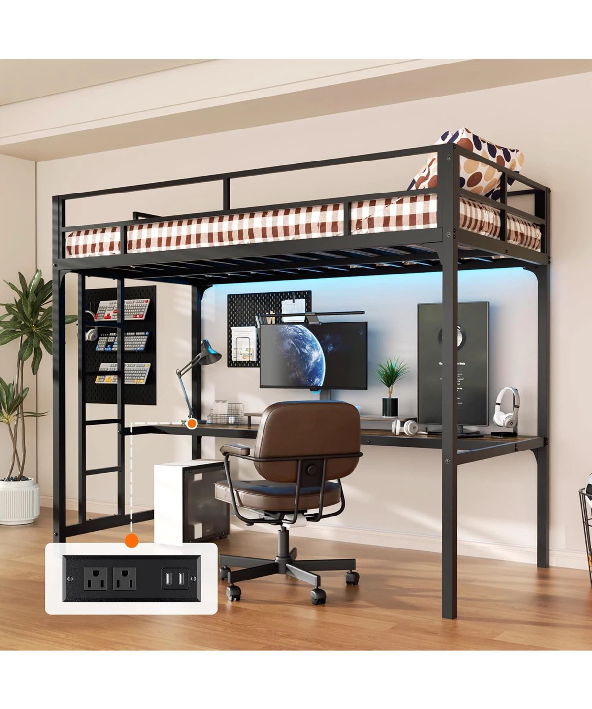 Twin loft bed with desk - photo 4