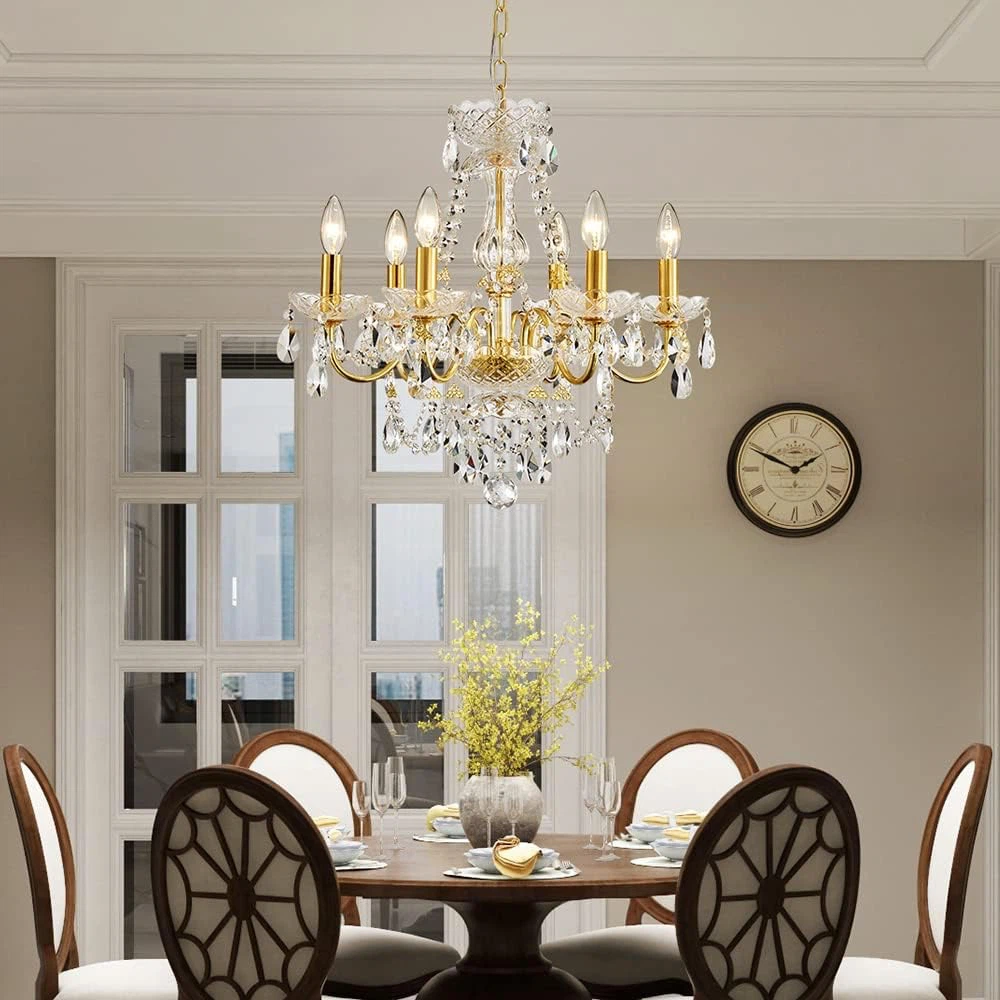 Gold and Crystal 6-Light Chandelier - photo 4