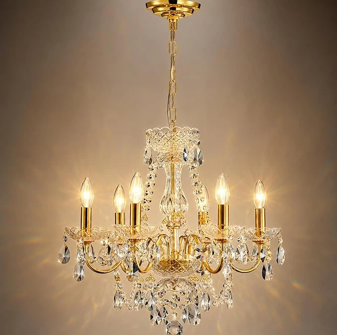 Gold and Crystal 6-Light Chandelier - photo 5