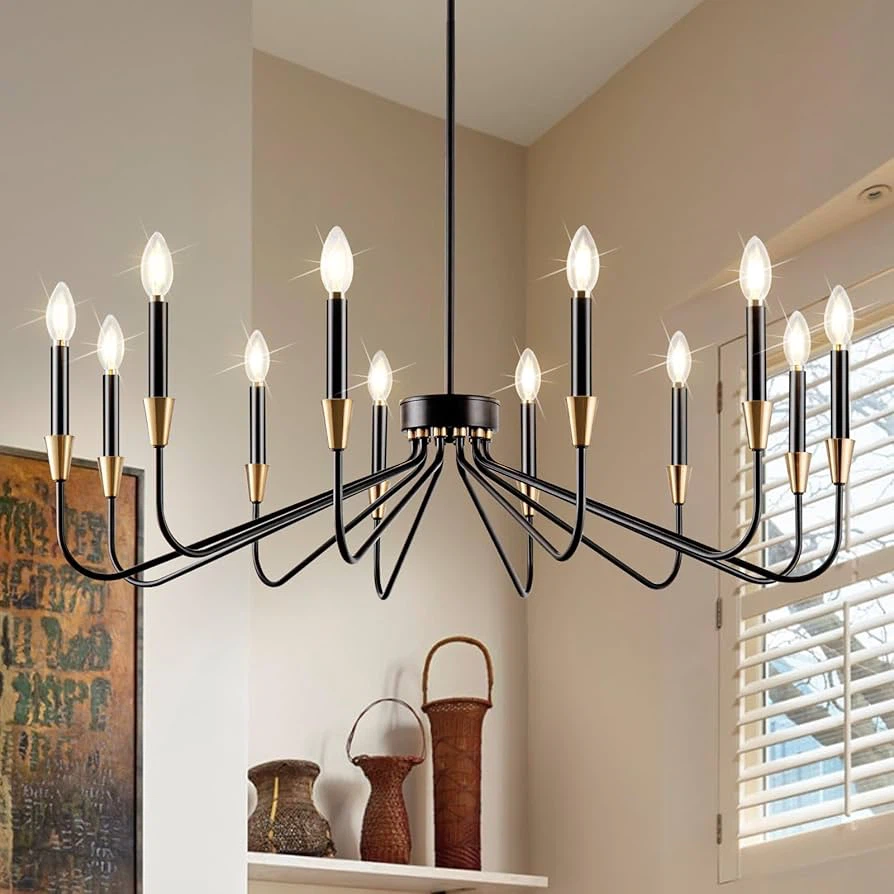 Modern 12-Light Black Chandelier
