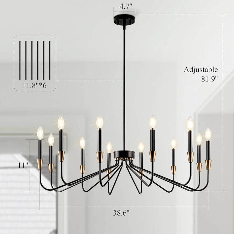 Modern 12-Light Black Chandelier - photo 3