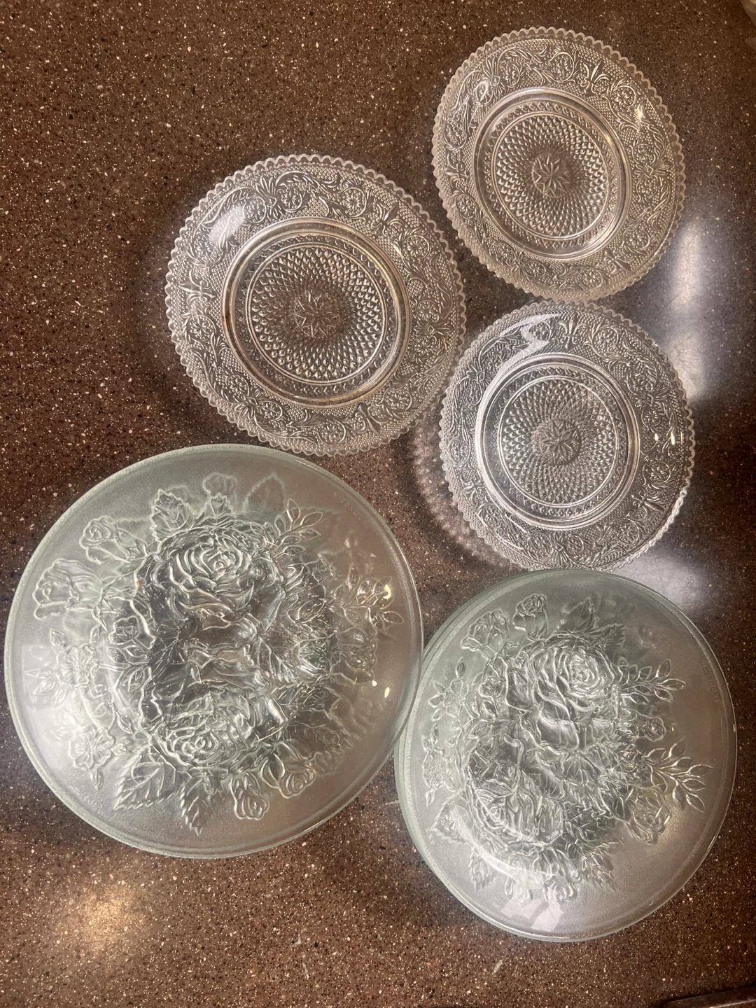 Set of 5 Pressed Glass Plates