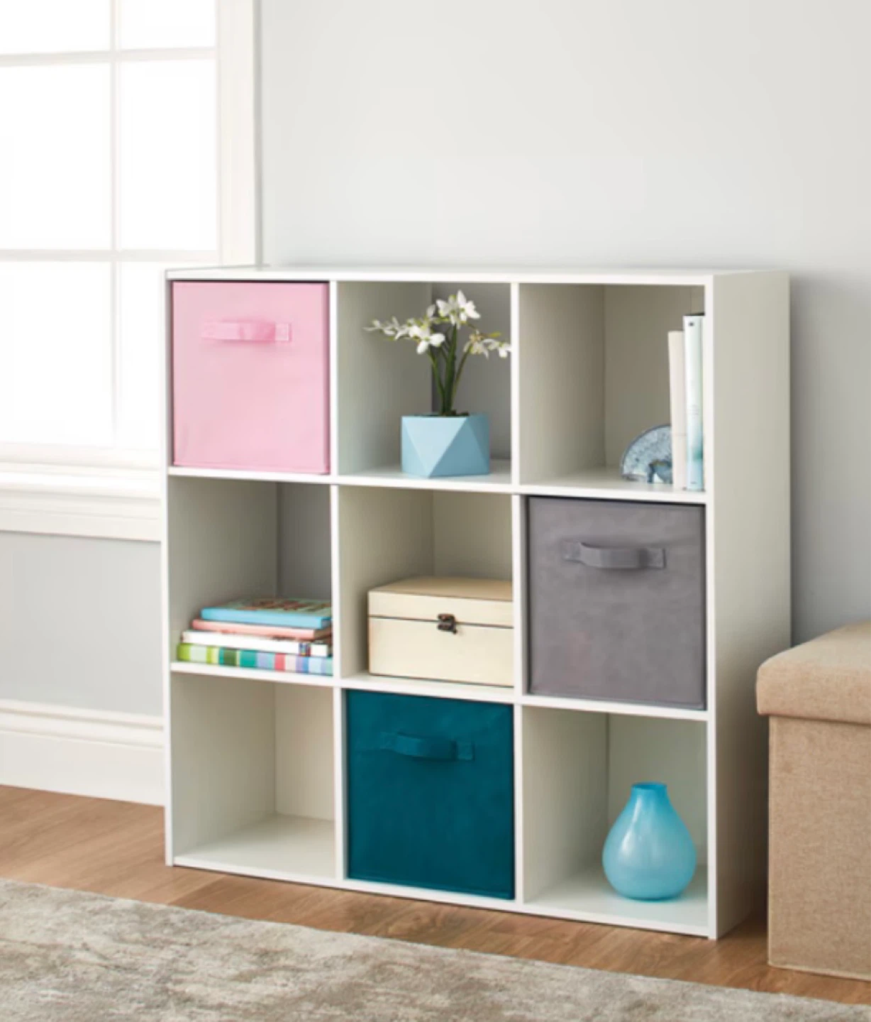 White 9-Cube Storage Shelf