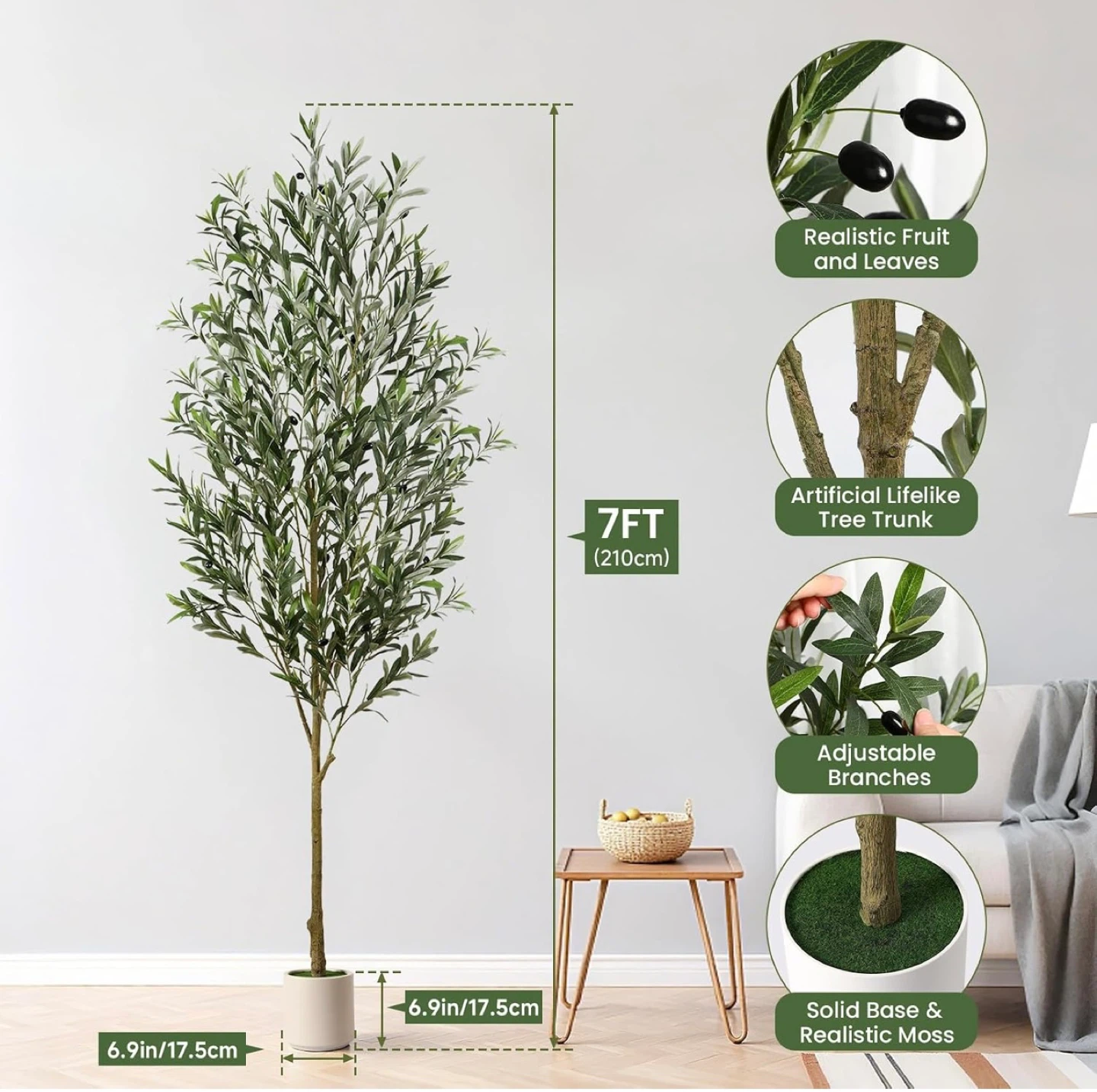 7ft Artificial Olive Tree - photo 2