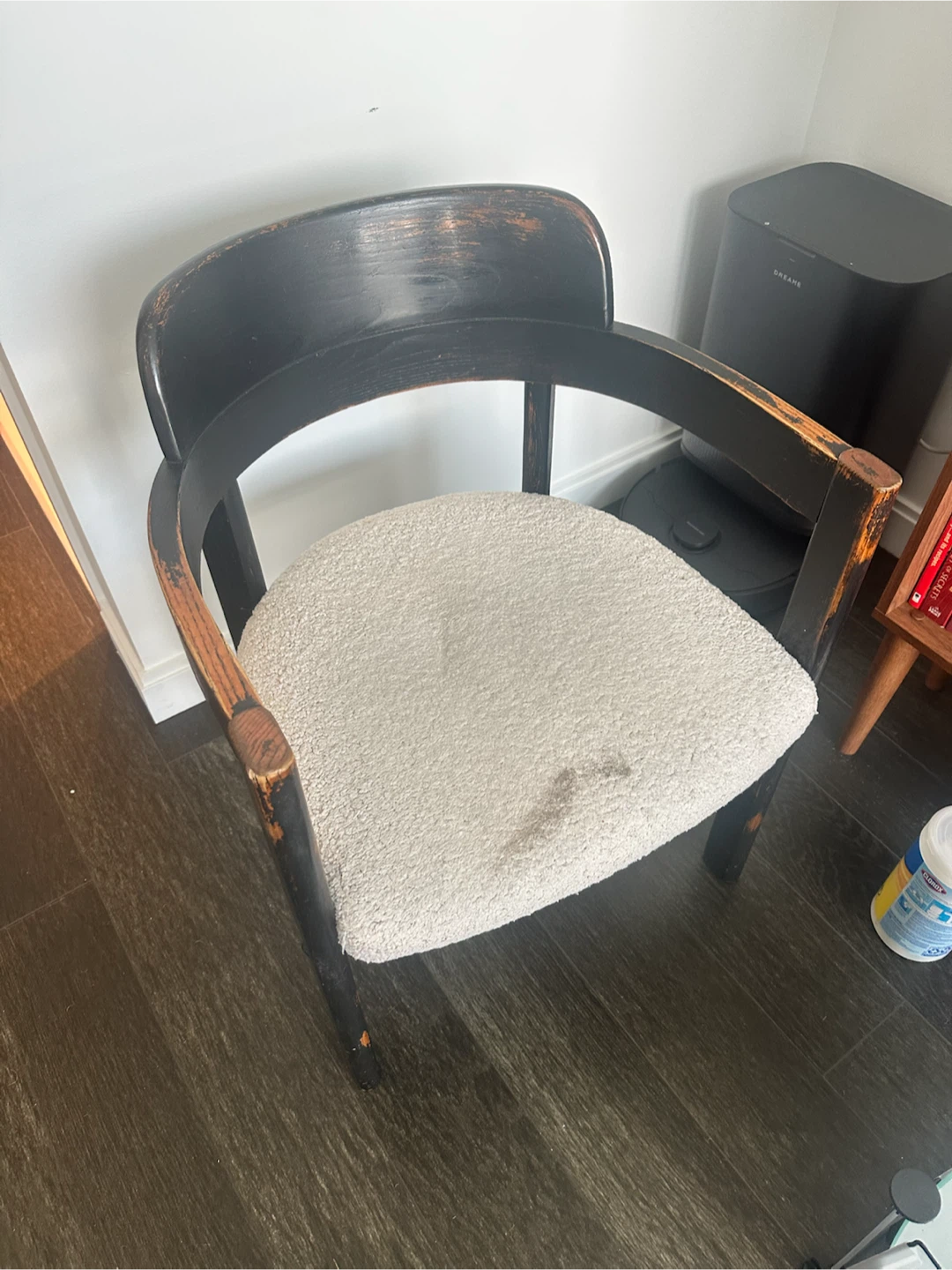 Black Wooden Accent Chair with Boucle Seat - photo 2