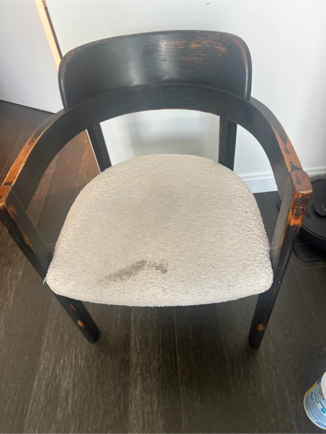 Black Wooden Accent Chair with Boucle Seat - photo 3