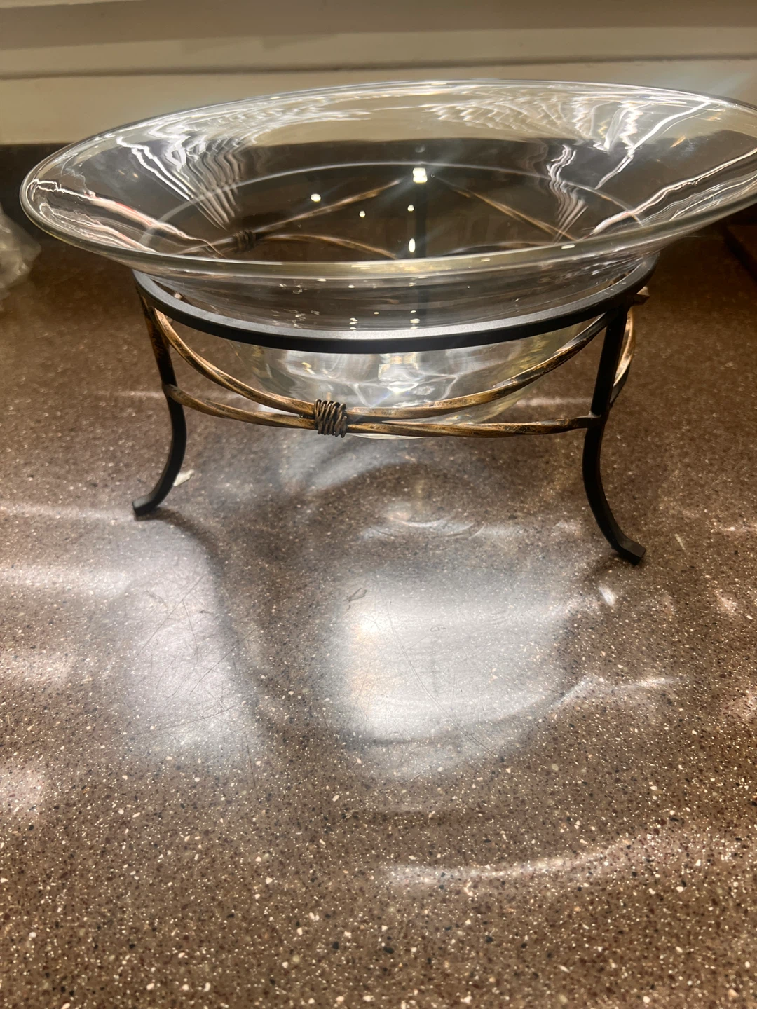 Glass Bowl with Metal Stand - photo 2