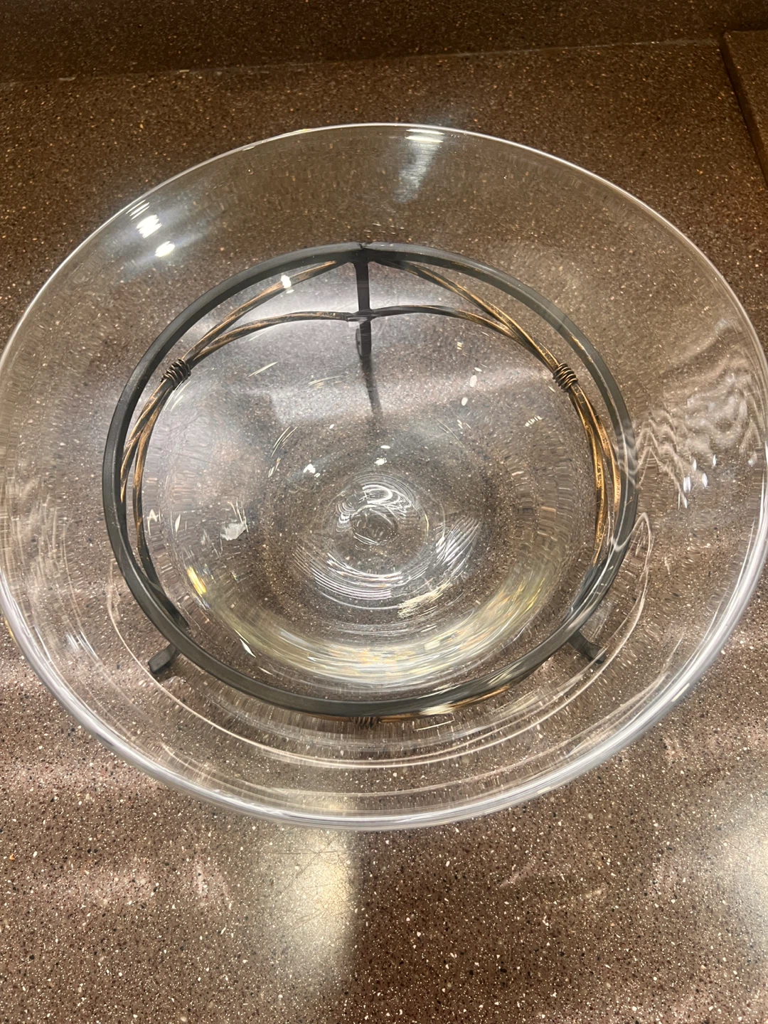 Glass Bowl with Metal Stand - photo 3