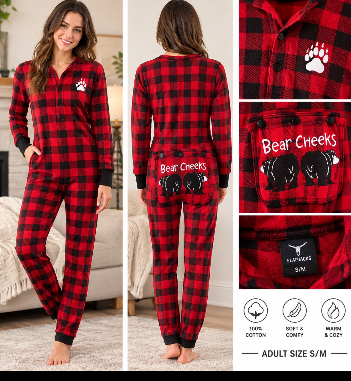 Lazy One Bear Bum Pajamas Size 10