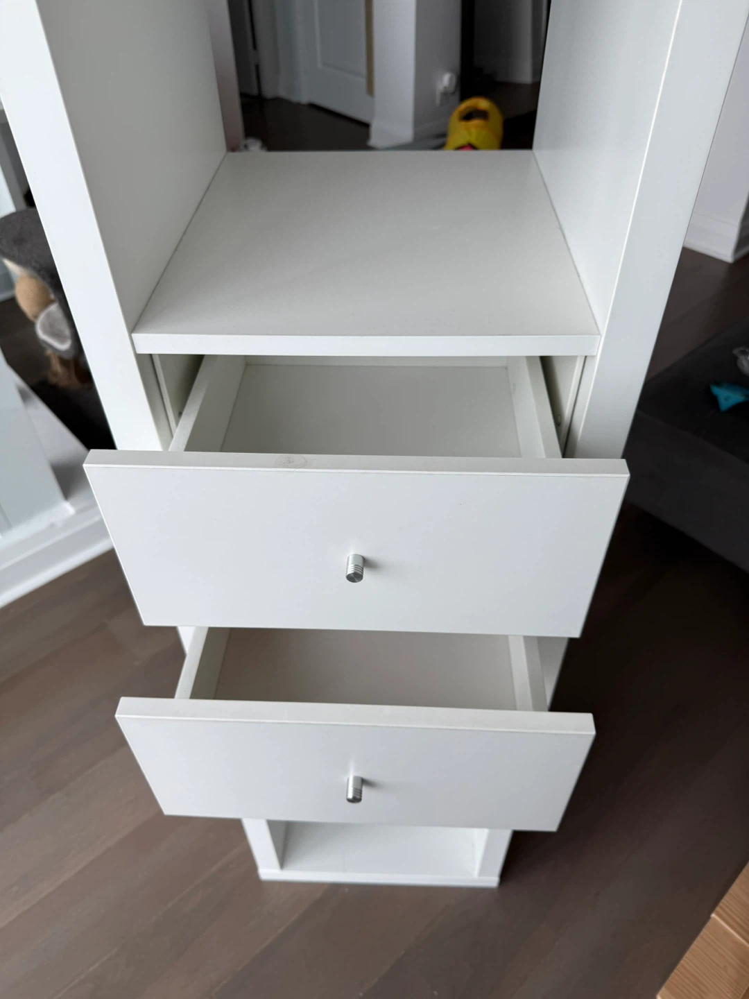 White IKEA Kallax shelving unit with two drawers - photo 2