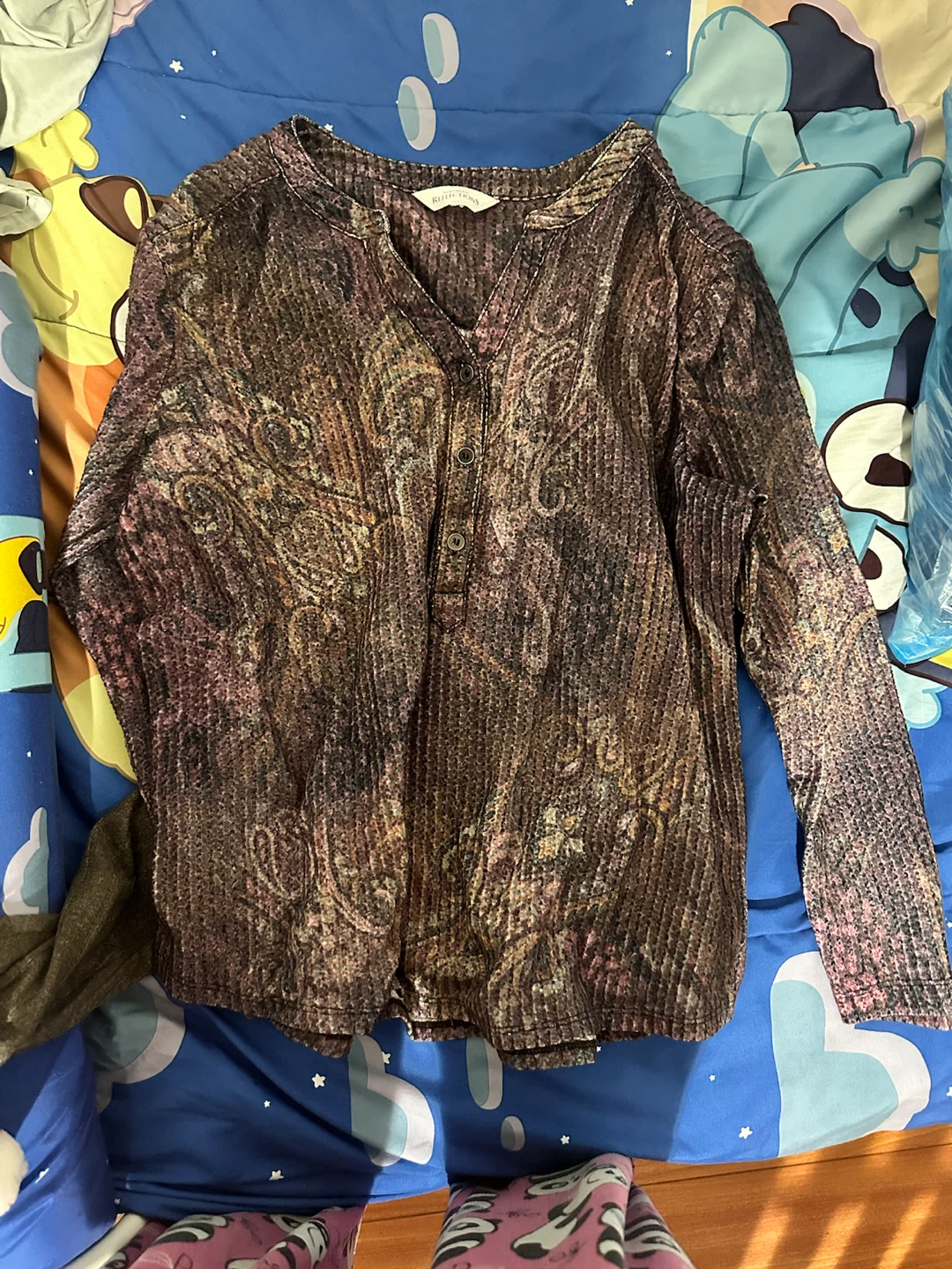 Reflections Paisley Waffle Knit Long Sleeve