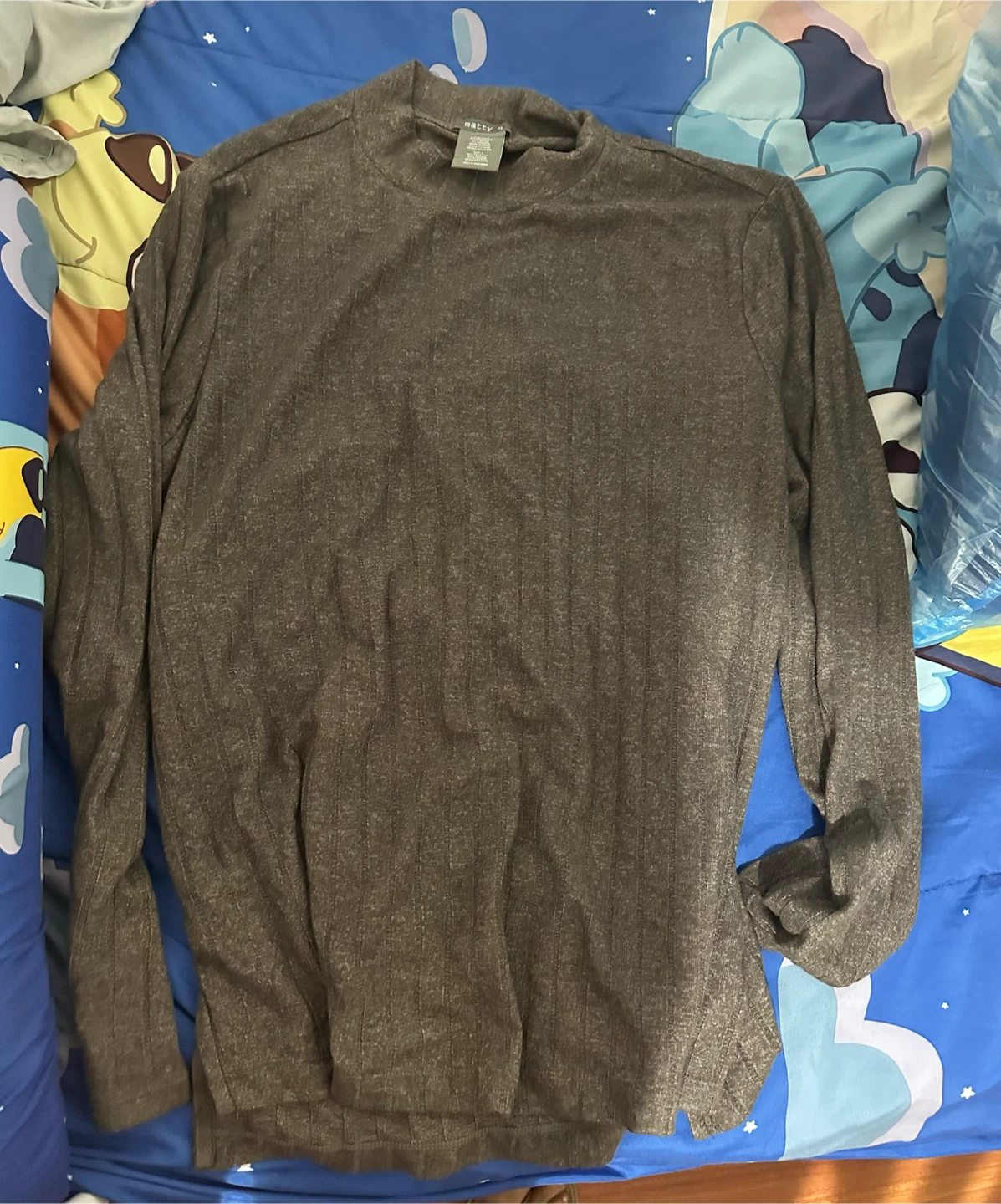 Matty M Grey Mock Neck Long Sleeve Top
