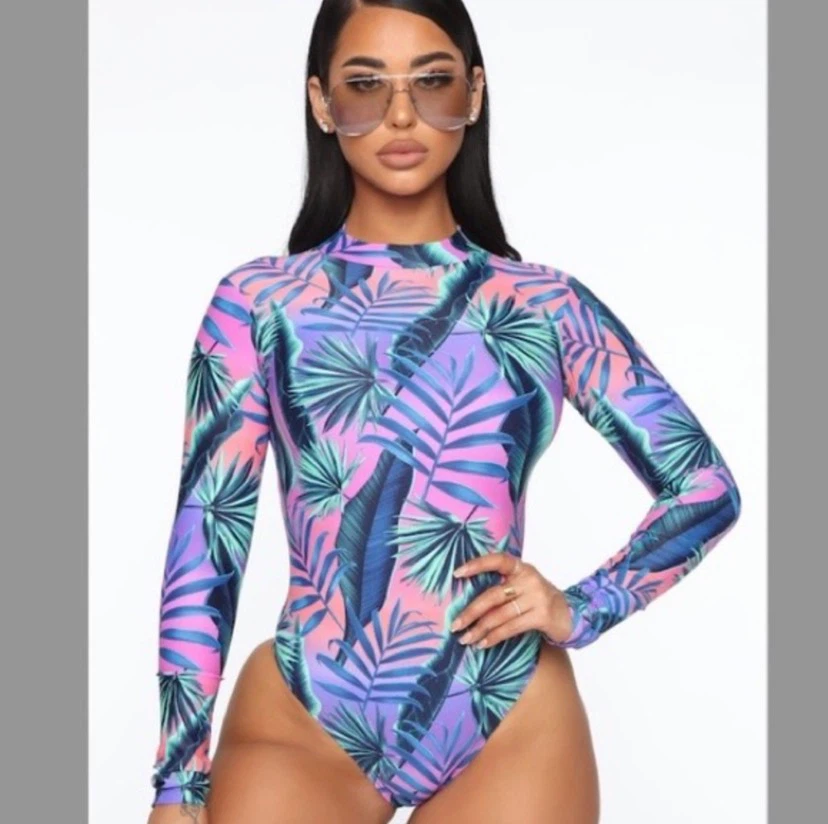 Fashion Nova Tropical Print Bodysuit