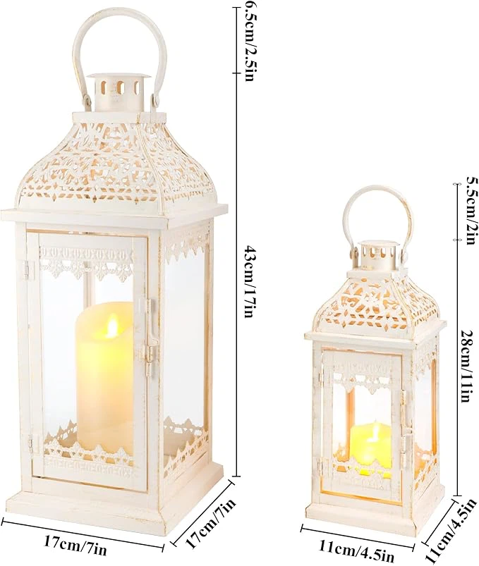 Set of Two Decorative White Metal Lanterns - photo 4