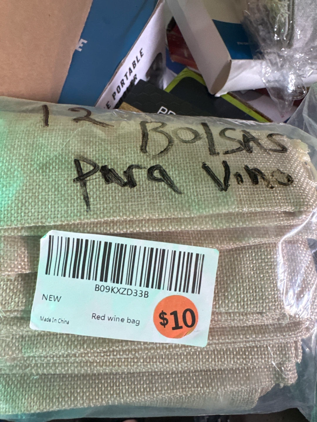 Set of 12 Burlap Wine Bags