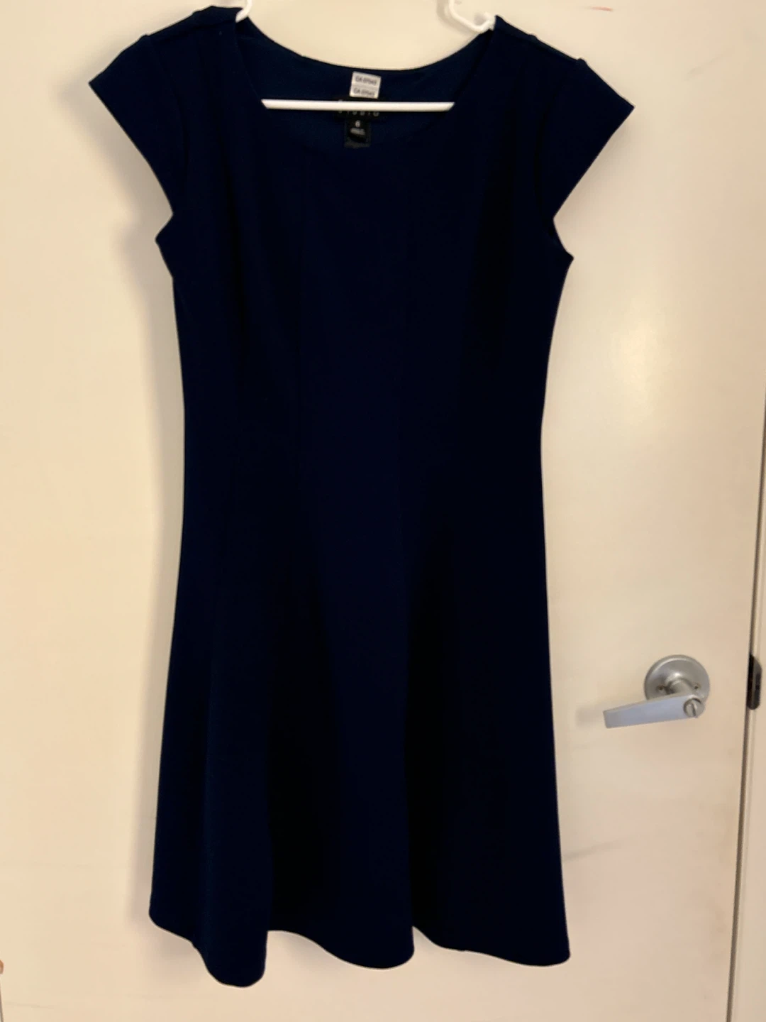 dark navy cap-sleeve dress