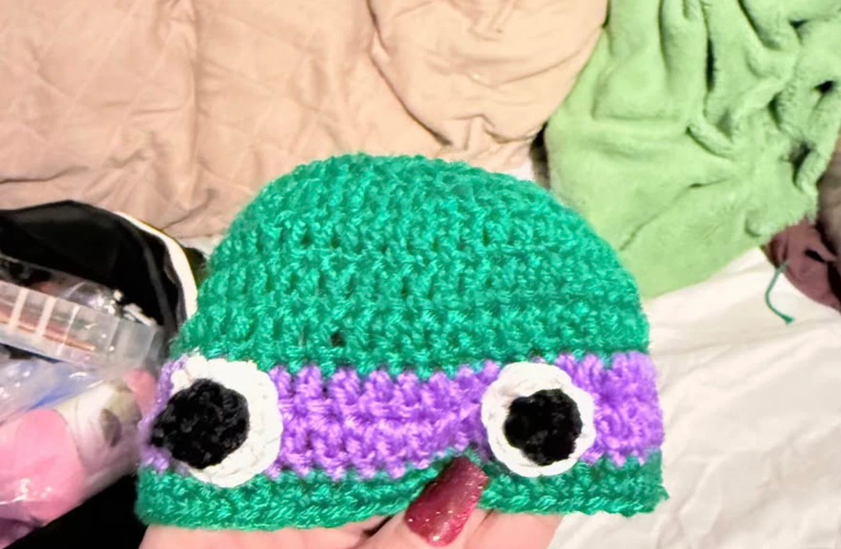 Crochet ninja turtles baby hat