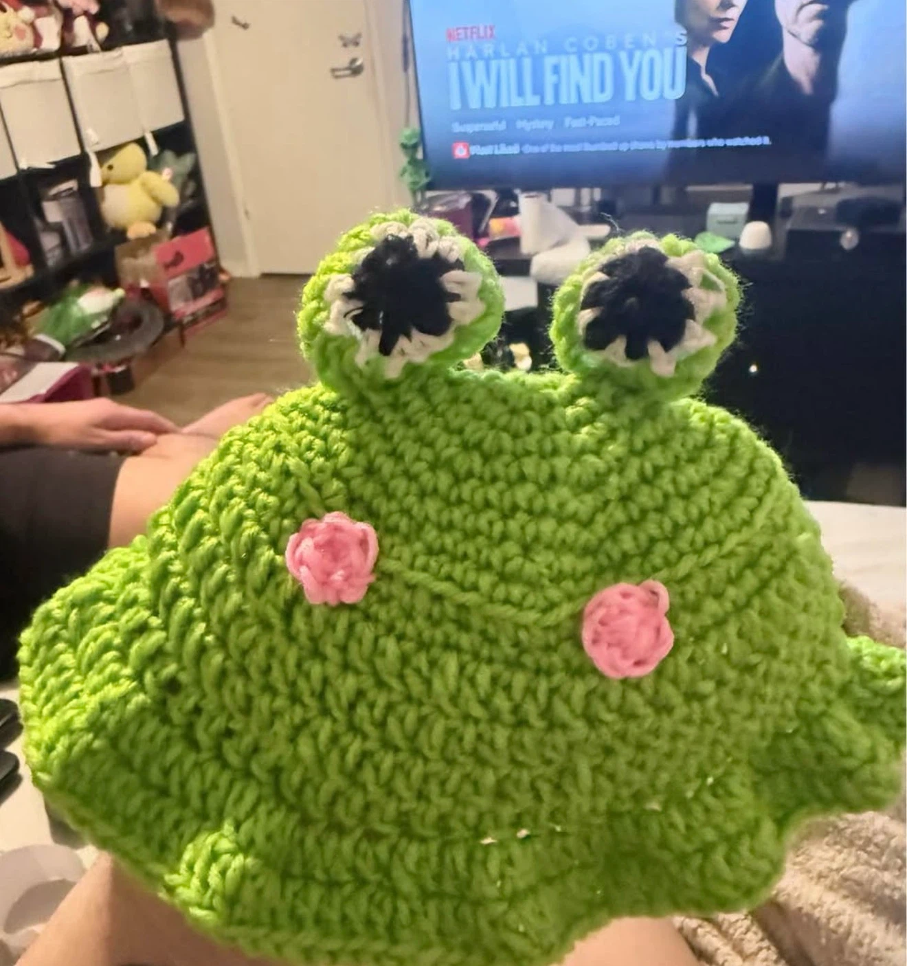 Handmade Green Frog Crochet Bucket Hat toddler size