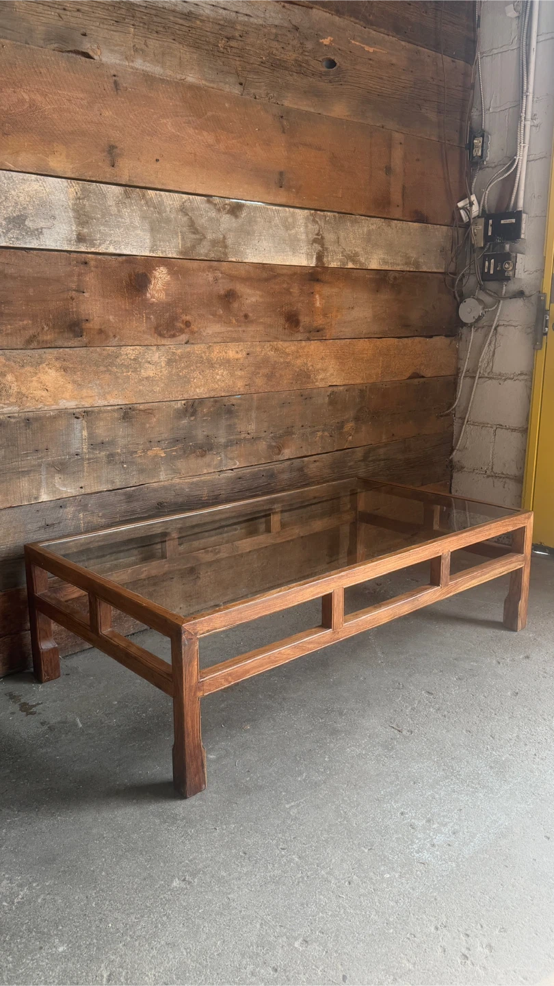Solid Wood & Glass Coffee Table