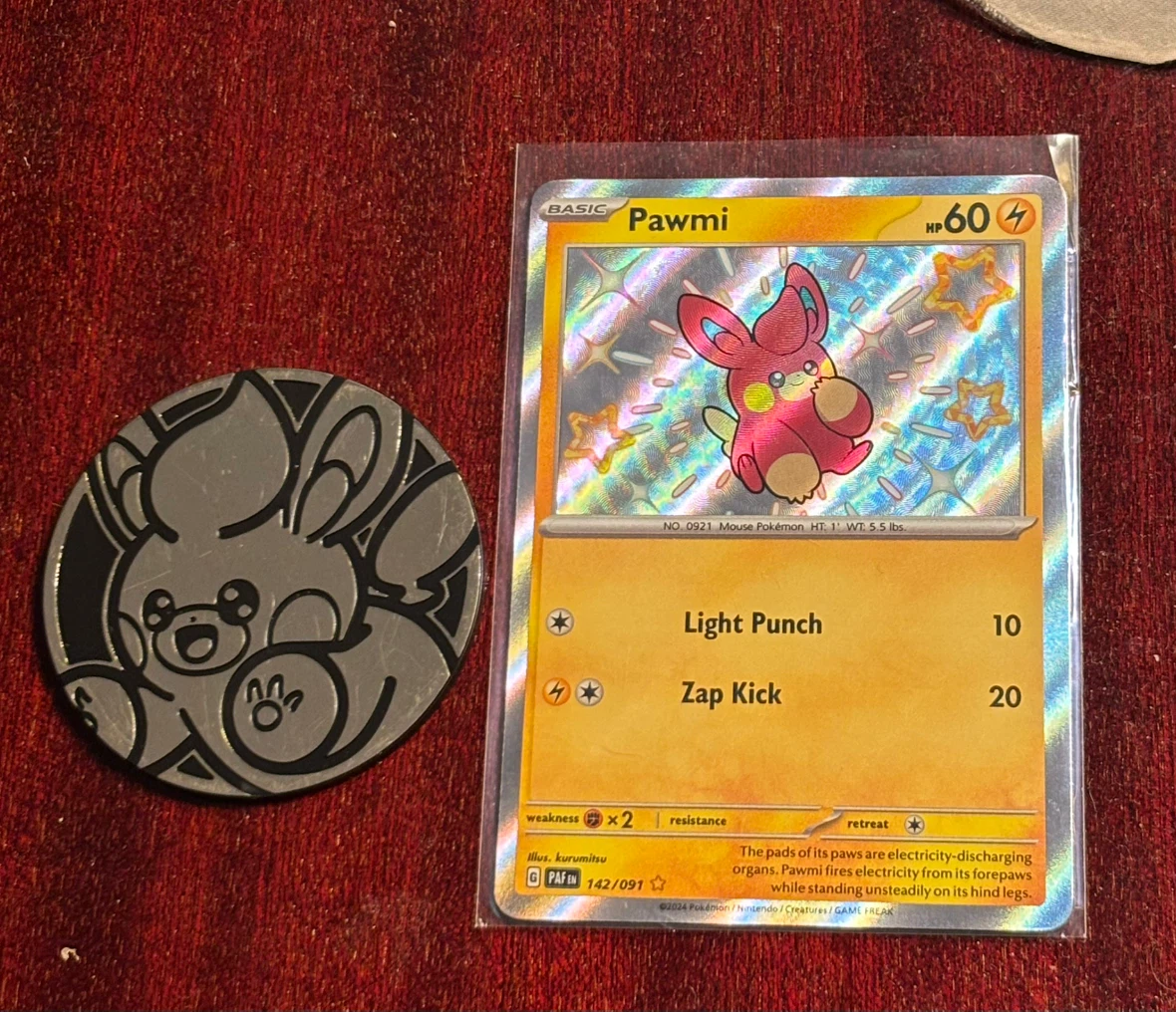 Shiny pawmi Pokemon card