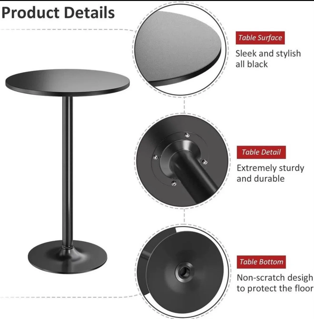 Black Round Pub Table - photo 4