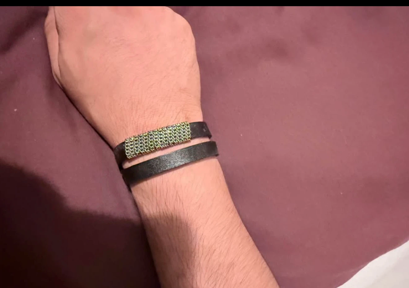 Black Leather Multi-Wrap Bracelet