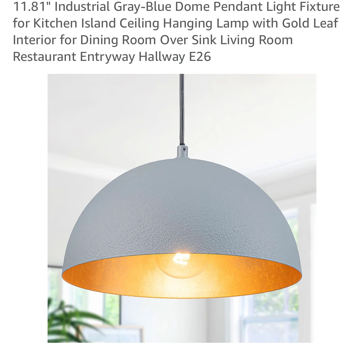 Industrial Dome Pendant Light Gray-Blue