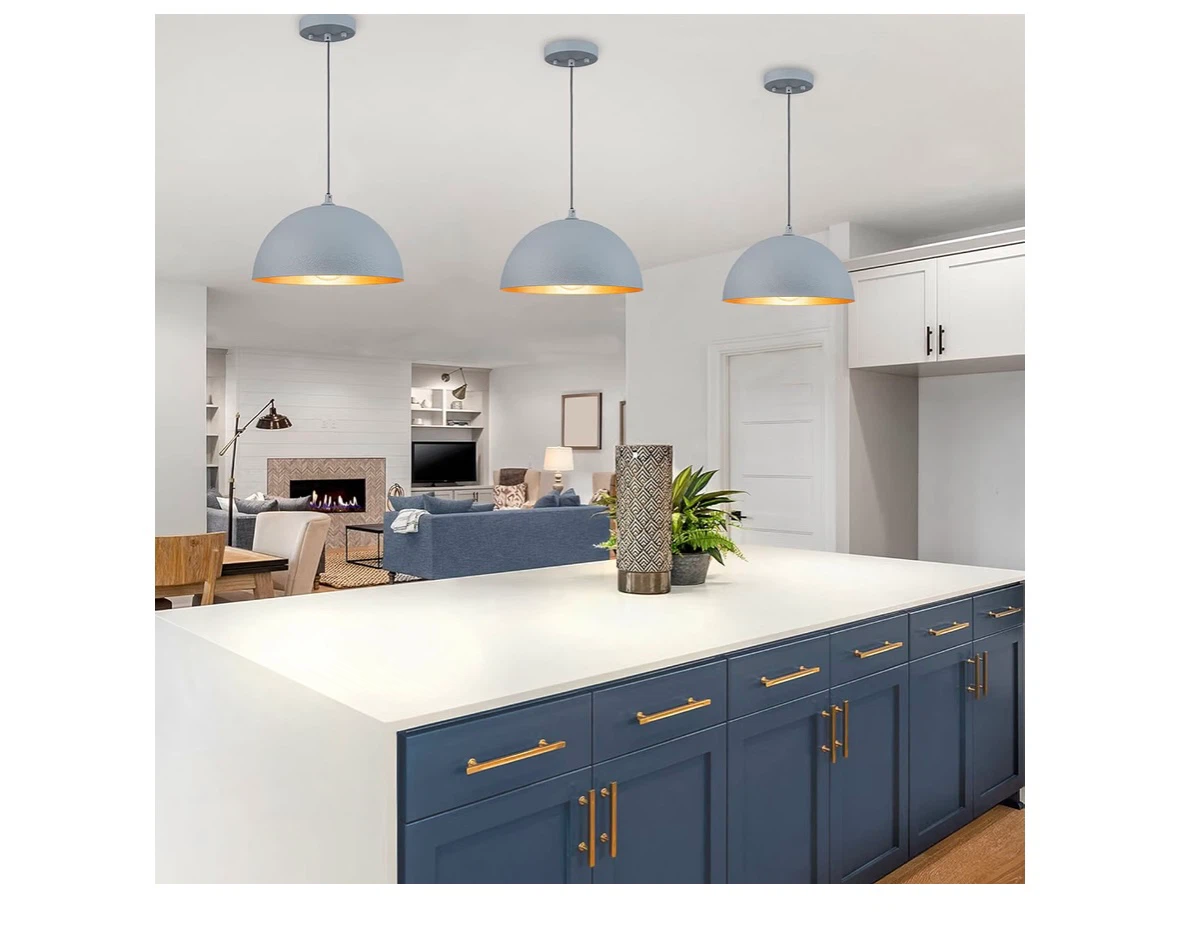 Industrial Dome Pendant Light Gray-Blue - photo 3