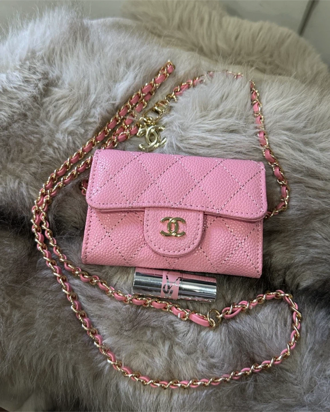 Chanel Quilted Flap Card Holder with Chain