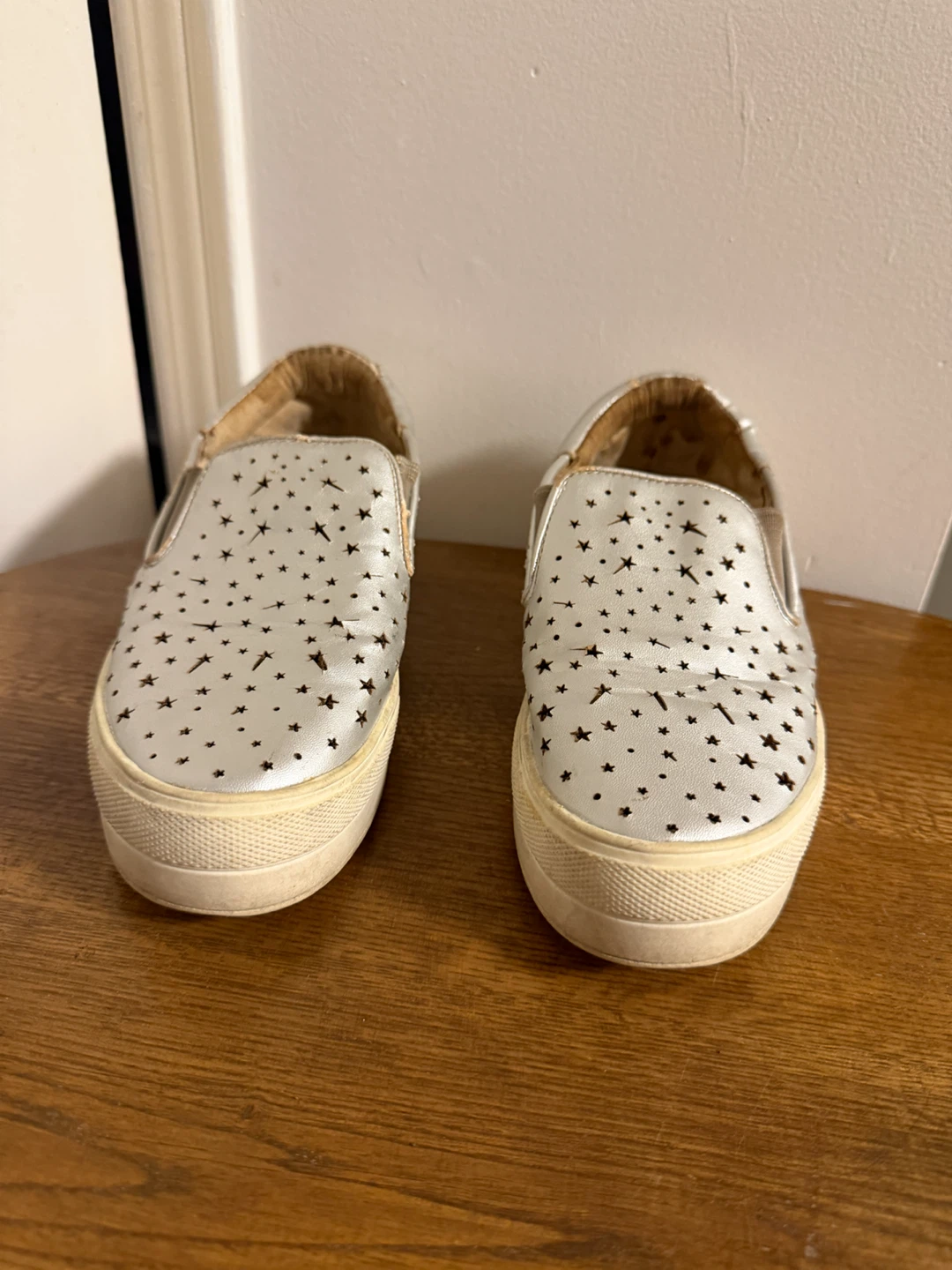 Silver Star Pattern Platform Slip-on Shoes