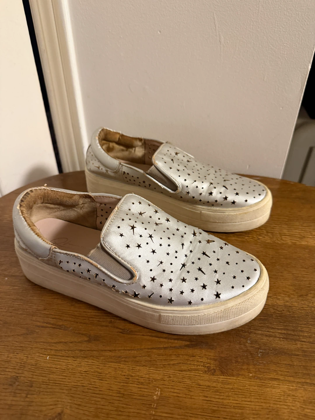 Silver Star Pattern Platform Slip-on Shoes - photo 2
