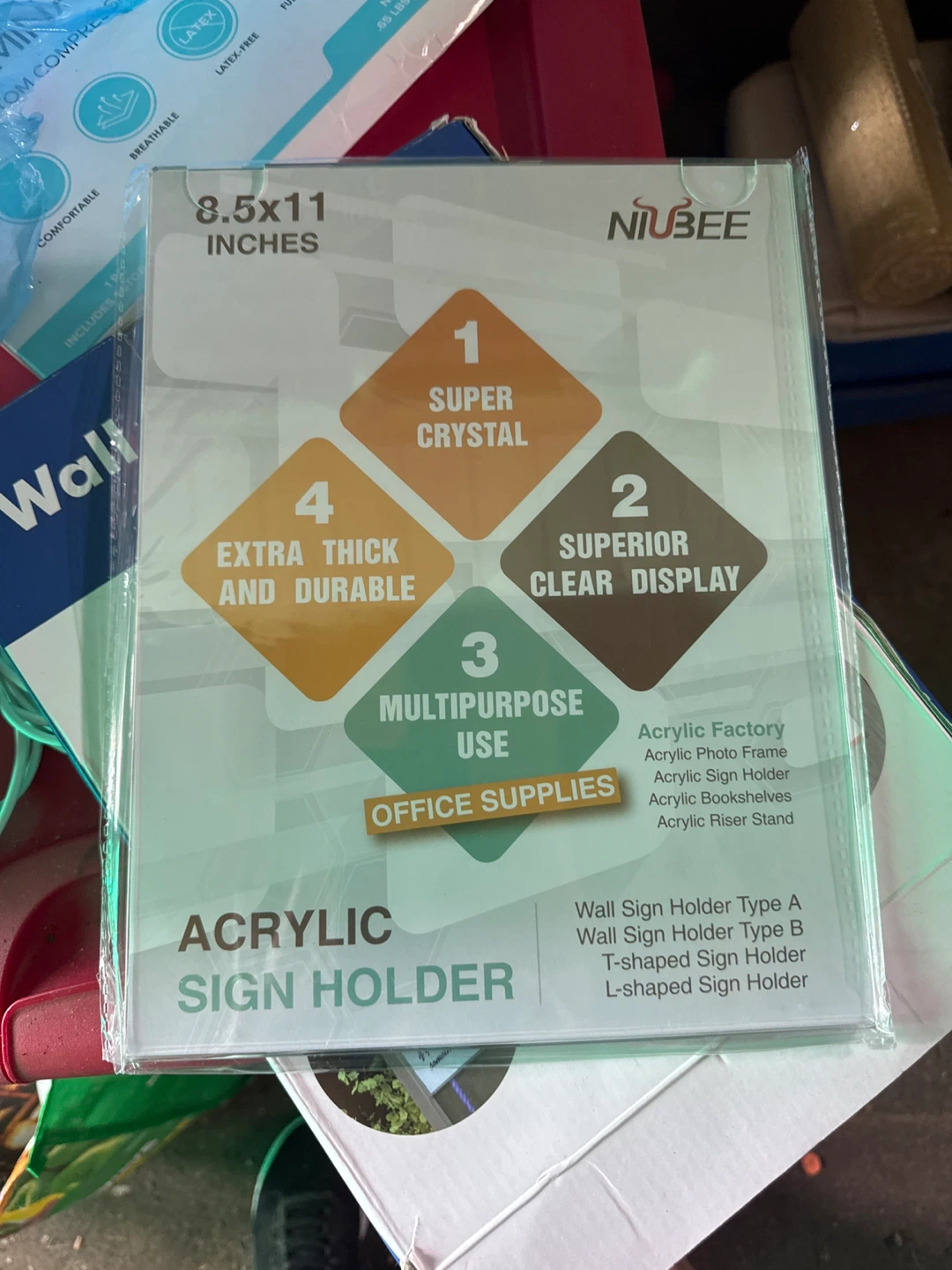 NIUBEE Acrylic Wall Sign Holder - photo 2