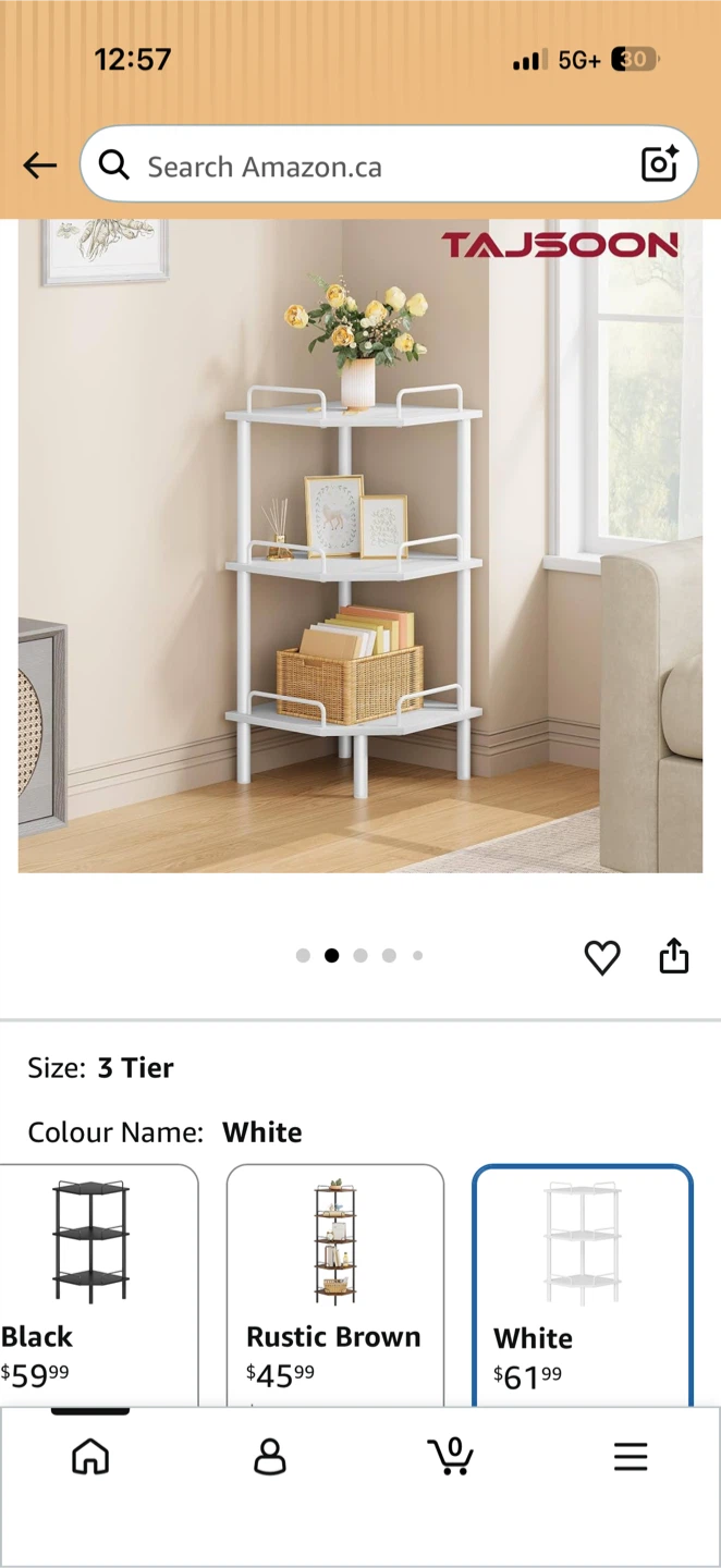 3-Tier White Corner Shelf, with fence, white - photo 2