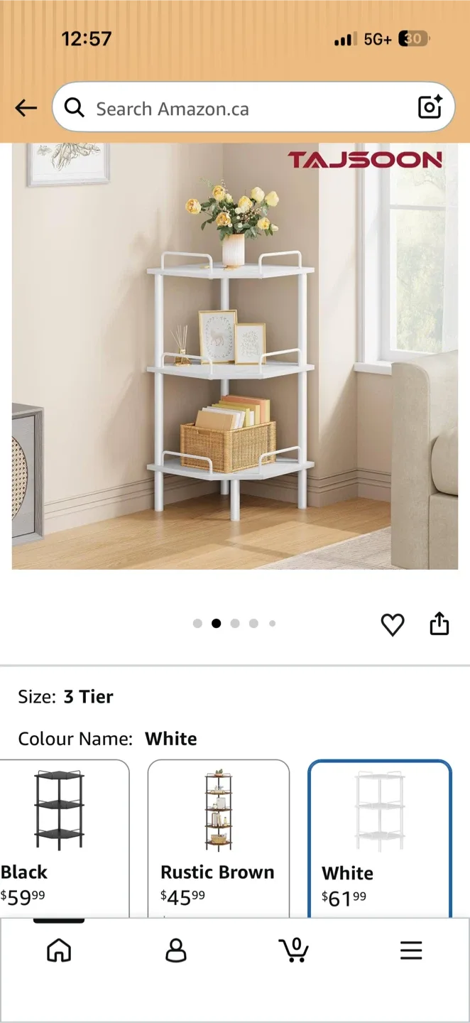 3-Tier White Corner Shelf, with fence, white - photo 2