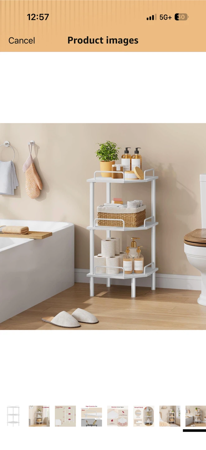 3-Tier White Corner Shelf, with fence, white - photo 4