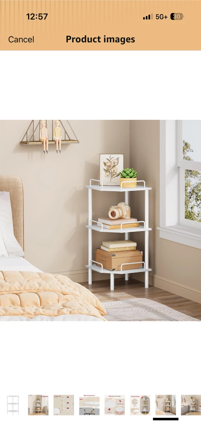3-Tier White Corner Shelf, with fence, white - photo 5