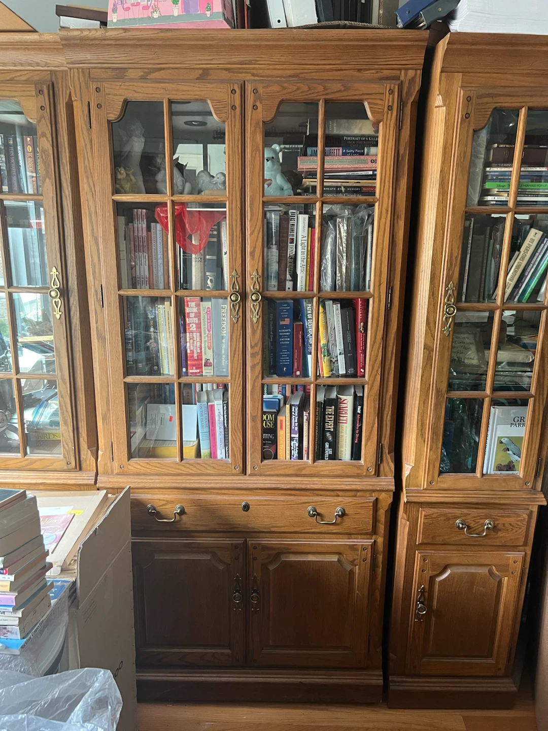 Thomasville Oak China Cabinet Bookcase - 3 piece Unit