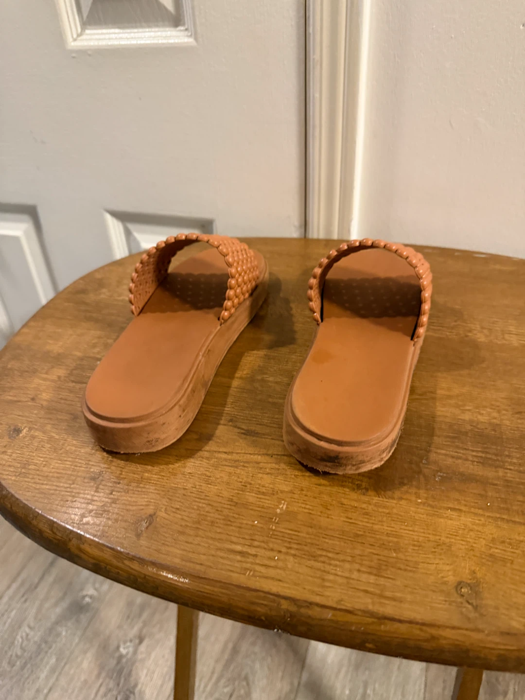 Tan Beaded Slide Sandals - photo 2