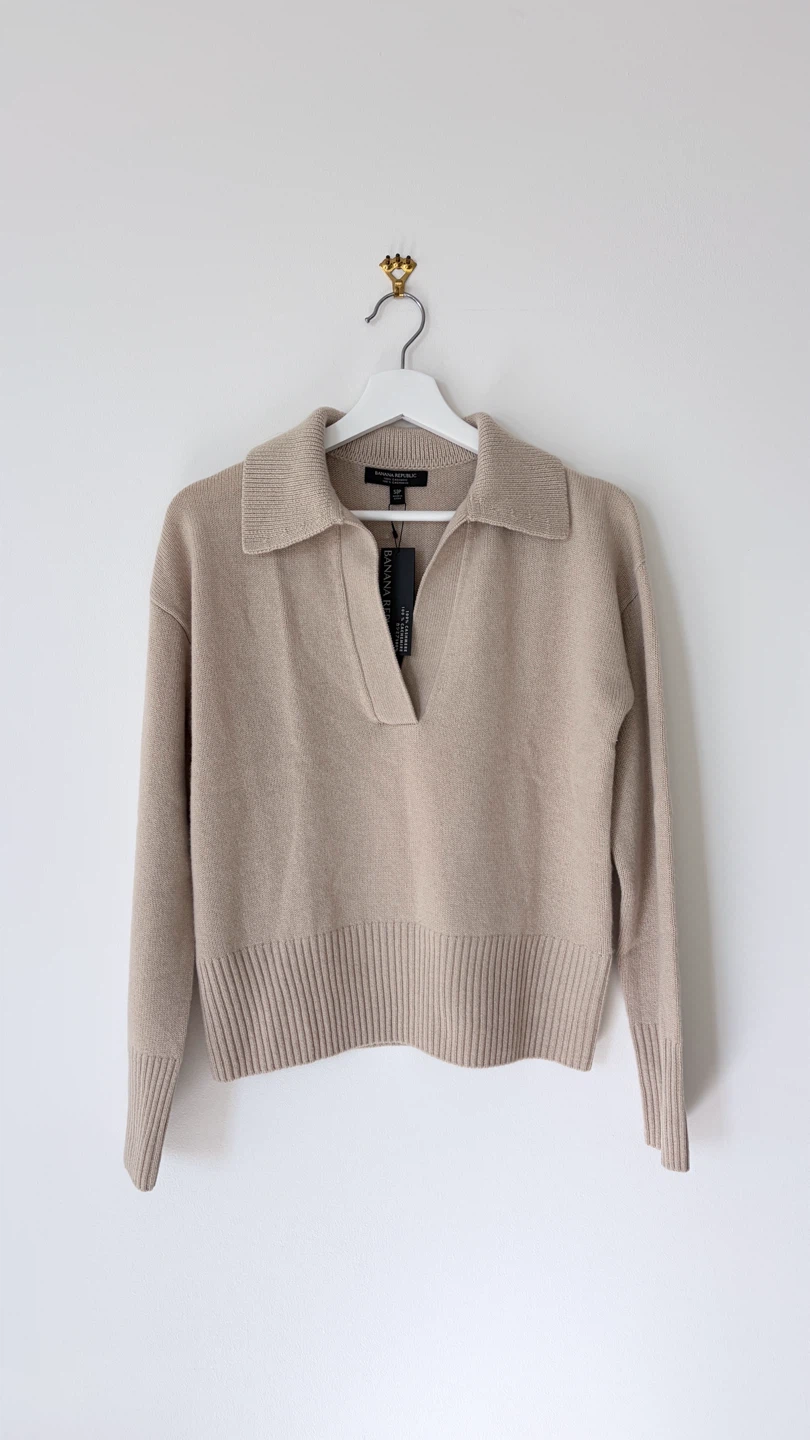 BNWT Banana Republic 100% Cashmere Collared Sweater