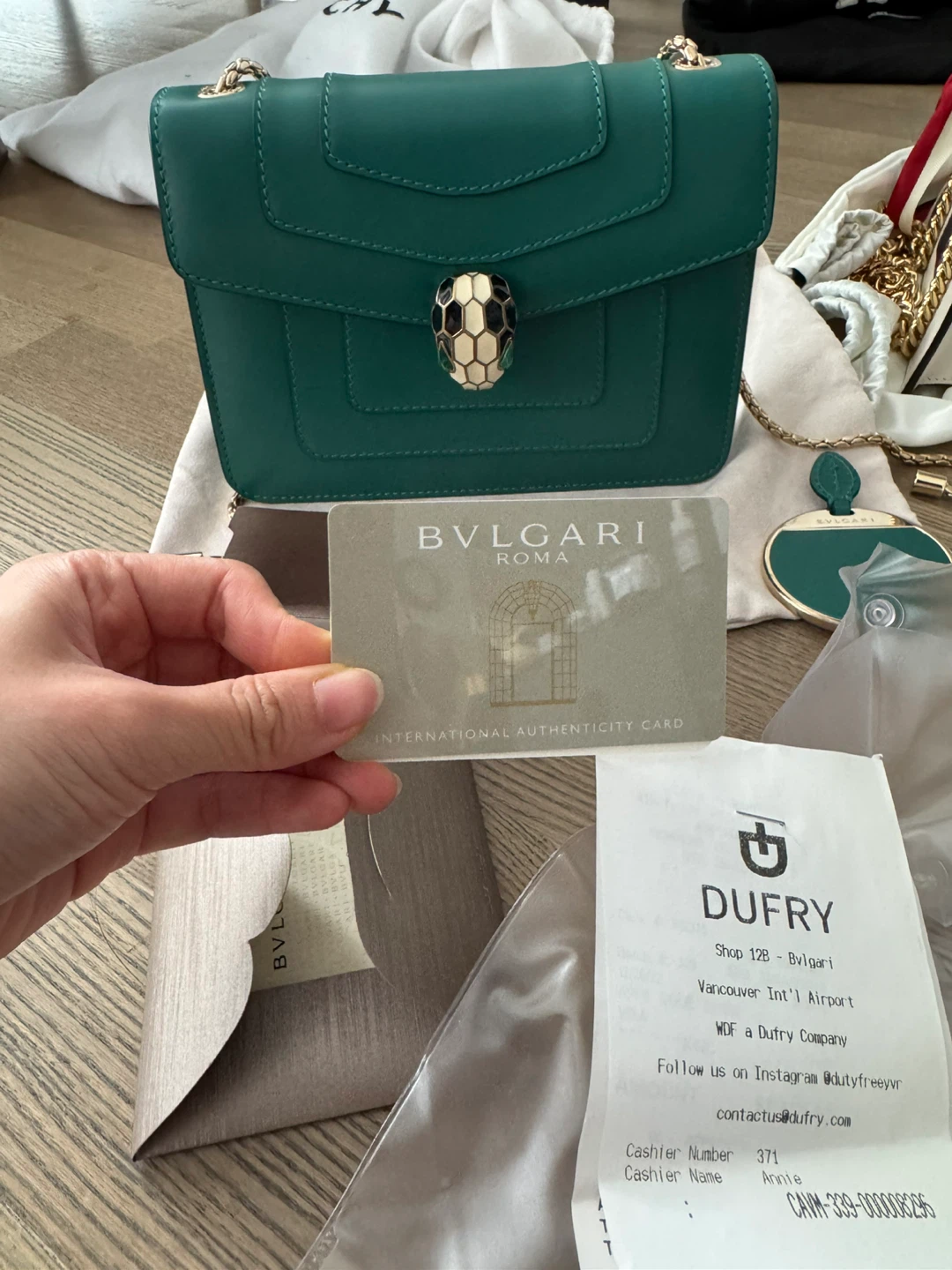 New Authentic Full Bvlgari Serpenti Forever Emerald Green Bag