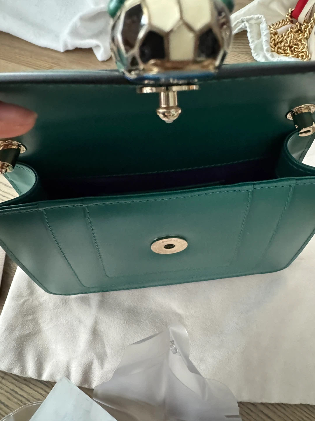 New Authentic Full Bvlgari Serpenti Forever Emerald Green Bag - photo 5