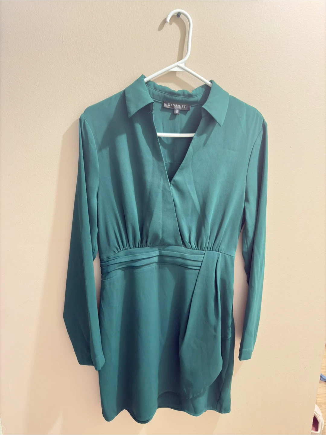 Dynamite Green Long Sleeve Wrap Dress