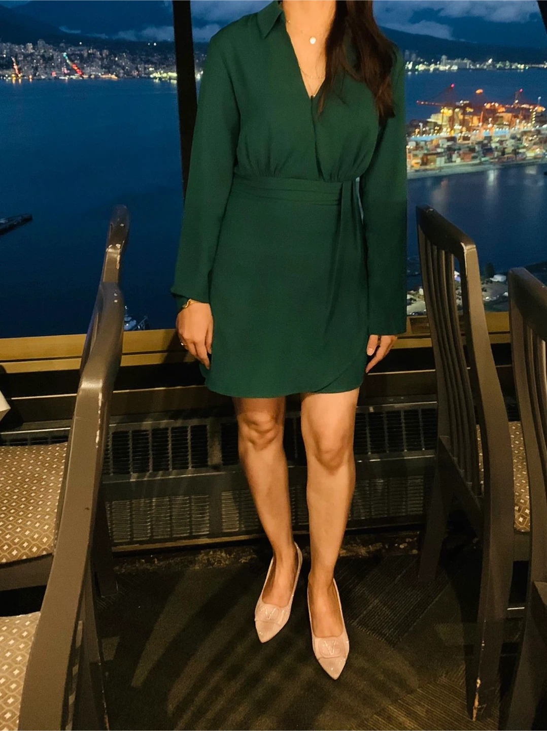 Dynamite Green Long Sleeve Wrap Dress - photo 2