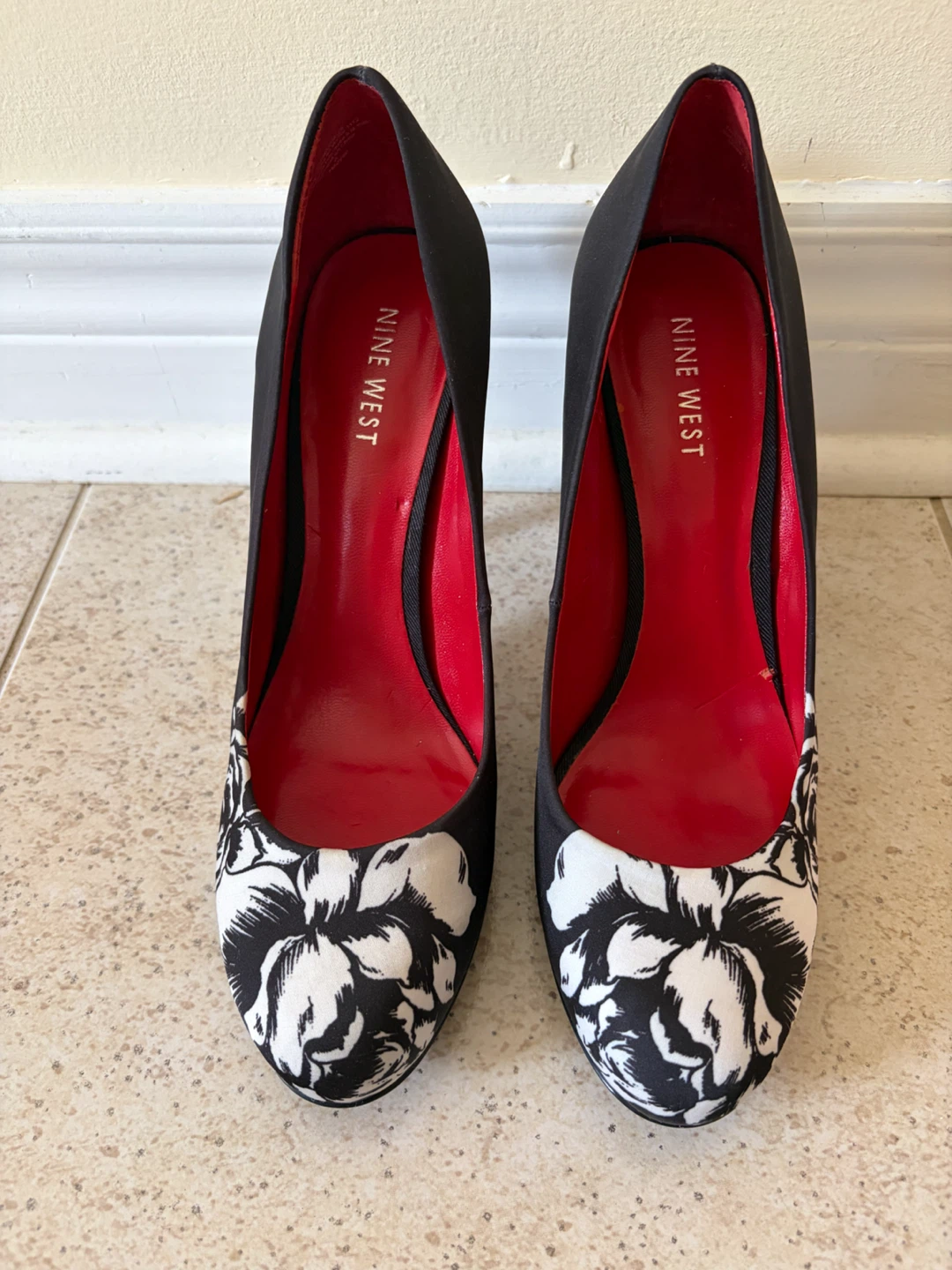 Nine West black and white heels