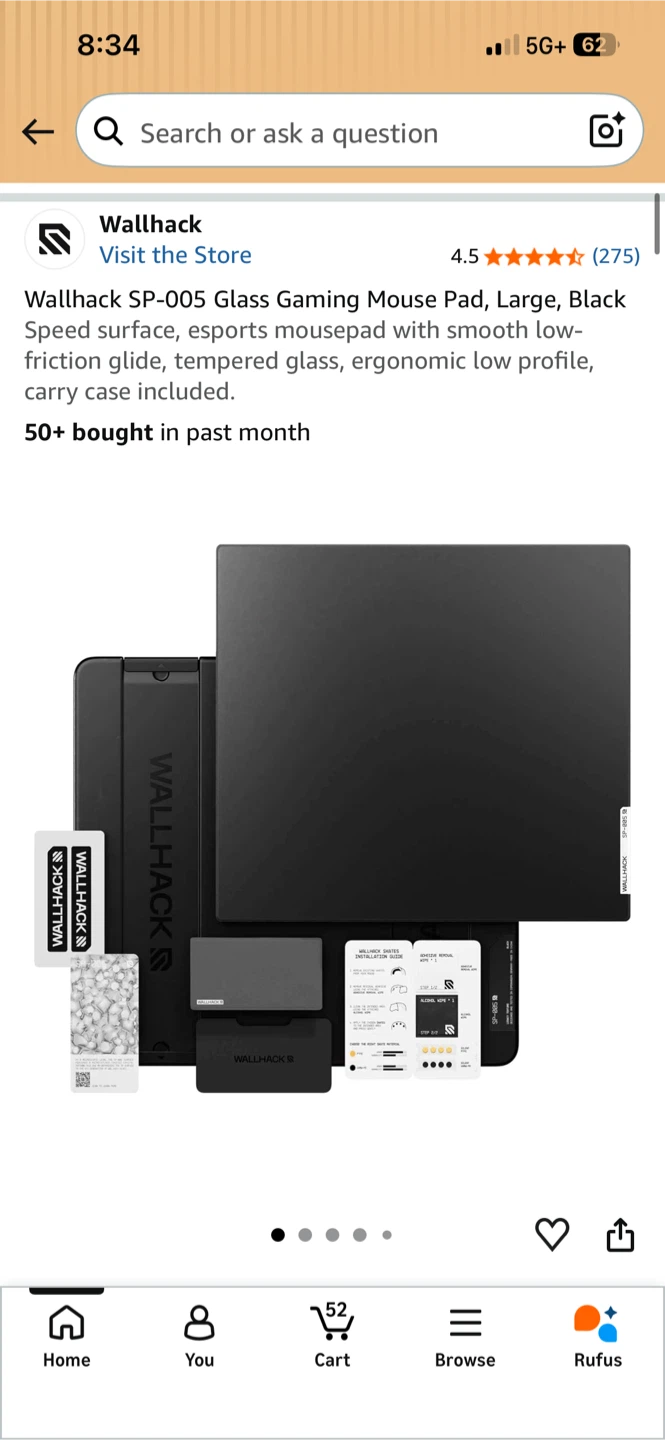 SP-005 WALLHACK GLASS MOUSEPAD (Black)